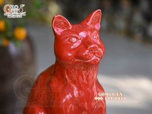 Tượng Linh vật Quý Mão màu đỏ, dát vàng cao cấp, cao 28x18cm
