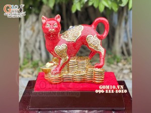 Tượng Linh vật Quý Mão màu đỏ, vẽ vàng cao cấp, cao 22x20cm