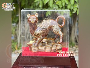 Tượng Linh vật Quý Mão màu nâu, vẽ vàng cao cấp, cao 22x20cm