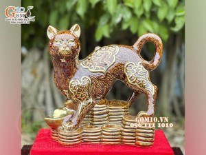 Tượng Linh vật Quý Mão màu nâu, vẽ vàng cao cấp, cao 22x20cm