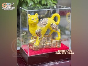 Tượng Linh vật Quý Mão màu vàng, vẽ vàng cao cấp, cao 22x20cm