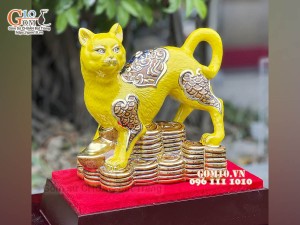Tượng Linh vật Quý Mão màu vàng, vẽ vàng cao cấp, cao 22x20cm
