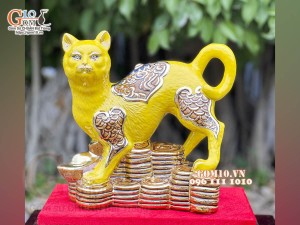Tượng Linh vật Quý Mão màu vàng, vẽ vàng cao cấp, cao 22x20cm