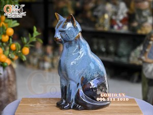 Tượng Linh vật Quý Mão men hỏa biến, cao 30x18cm