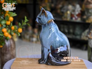 Tượng Linh vật Quý Mão men hỏa biến, cao 30x18cm