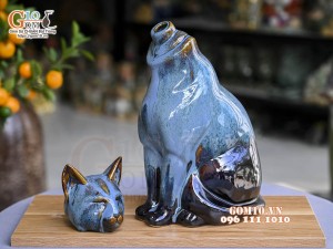 Tượng Linh vật Quý Mão men hỏa biến, cao 30x18cm