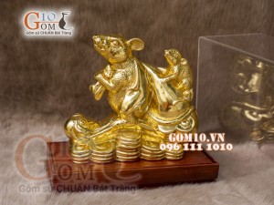 Tượng Linh vật tài lộc Canh Tý dát vàng 100% cao 20cm