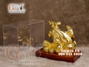 Tượng Linh vật tài lộc Canh Tý dát vàng 100% cao 20cm