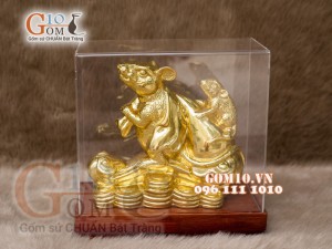 Tượng Linh vật tài lộc Canh Tý dát vàng 100% cao 20cm