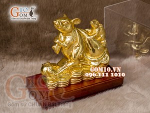 Tượng Linh vật tài lộc Canh Tý dát vàng 100% cao 20cm