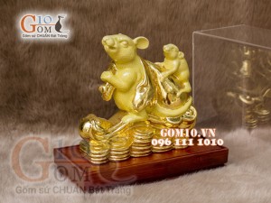 Tượng Linh vật tài lộc Canh Tý dát vàng cao 20cm