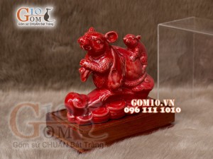 Tượng Linh vật tài lộc Canh Tý màu đỏ cao 16cm