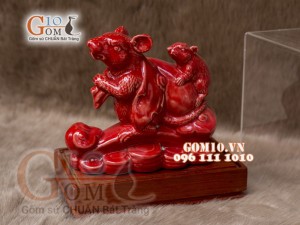 Tượng Linh vật tài lộc Canh Tý màu đỏ cao 16cm