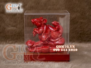 Tượng Linh vật tài lộc Canh Tý màu đỏ cao 16cm
