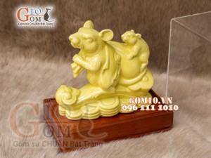 Tượng Linh vật tài lộc Canh Tý màu vàng cao 16cm
