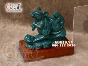 Tượng Linh vật tài lộc Canh Tý màu xanh cao 16cm