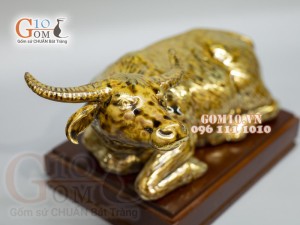 Tượng Linh vật tài lộc Tân Sửu vẽ vàng cao 11,5 cm