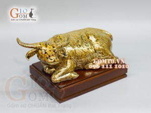 Tượng Linh vật tài lộc Tân Sửu vẽ vàng cao 11,5 cm