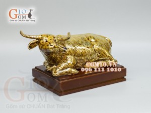 Tượng Linh vật tài lộc Tân Sửu vẽ vàng cao 11,5 cm