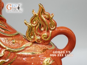 Tượng Linh vật tài lộc Tân Sửu vẽ vàng cao cấp, cao 43cm