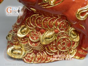 Tượng Linh vật tài lộc Tân Sửu vẽ vàng cao cấp, cao 43cm