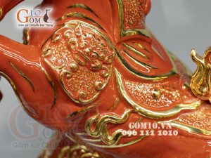 Tượng Linh vật tài lộc Tân Sửu vẽ vàng cao cấp, cao 43cm