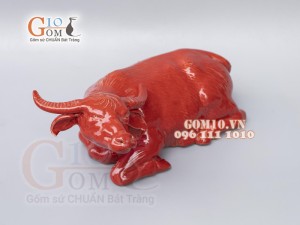 Tượng Linh Vật Trâu đỏ dáng nằm cao 11,5cm