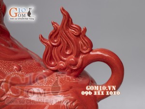 Tượng linh vật Trâu Tài Lộc màu đỏ cao 43cm