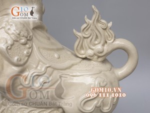 Tượng linh vật Trâu Tài Lộc màu trắng cao 43cm