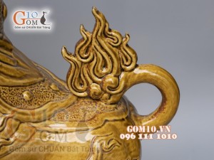 Tượng linh vật Trâu Tài Lộc màu vàng cao 43cm