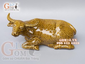 Tượng Linh Vật Trâu vàng dáng nằm  cao 11,5cm