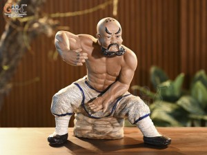 Tượng Lỗ Chí Thâm dáng nhổ cây men rạn, cao 30cm