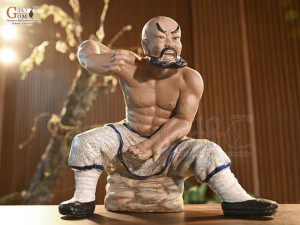 Tượng Lỗ Chí Thâm dáng nhổ cây men rạn, cao 30cm