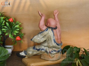 Tượng Lỗ Chí Thâm men rạn, cao 22cm