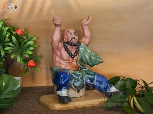 Tượng Lỗ Chí Thâm men xanh, cao 22cm (ghép cây)