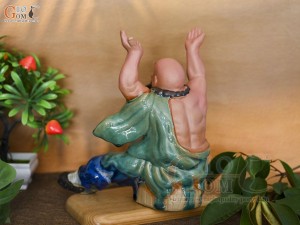 Tượng Lỗ Chí Thâm men xanh, cao 22cm (ghép cây)