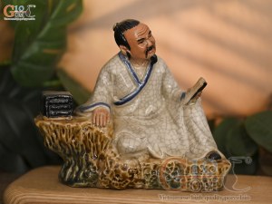 Tượng Lý Bạch đọc sáng men rạn, cao 15cm
