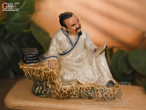 Tượng Lý Bạch đọc sáng men rạn, cao 15cm