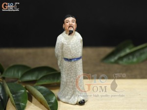 Tượng Lý Bạch ngắm trăng men rạn, cao 25cm