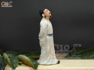 Tượng Lý Bạch ngắm trăng men rạn, cao 25cm