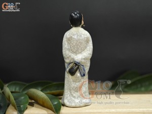 Tượng Lý Bạch ngắm trăng men rạn, cao 25cm