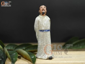 Tượng Lý Bạch ngắm trăng men rạn, cao 15cm