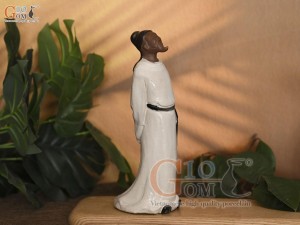 Tượng Lý Bạch ngắm trăng men màu trắng, cao 22cm