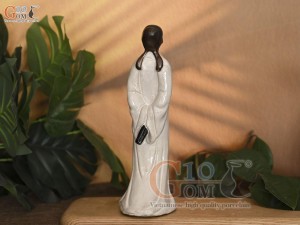 Tượng Lý Bạch ngắm trăng men màu trắng, cao 22cm