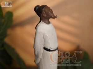 Tượng Lý Bạch ngắm trăng men màu trắng, cao 22cm