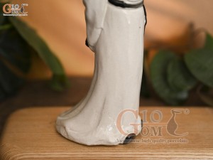 Tượng Lý Bạch ngắm trăng men màu trắng, cao 22cm