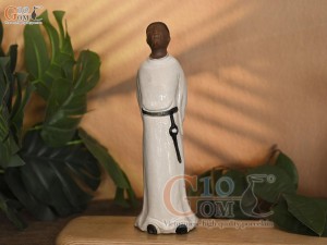 Tượng Lý Bạch ngắm trăng men màu trắng, cao 22cm