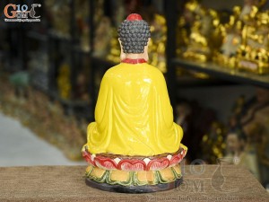 Tượng Ngài A Di Đà ngồi đài sen men màu, cao 35cm