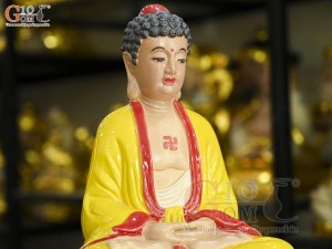 Tượng Ngài A Di Đà ngồi đài sen men màu, cao 35cm