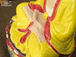 Tượng Ngài A Di Đà ngồi đài sen men màu, cao 35cm